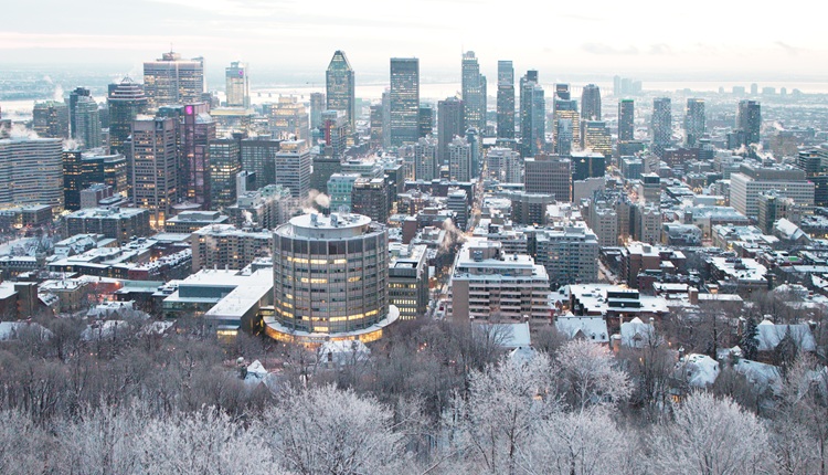Vue hivernale du centre-ville de Montréal